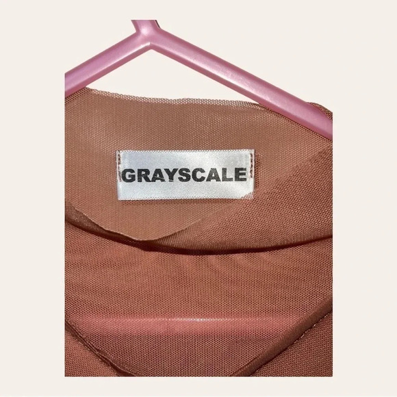 Grayscale XS Brown Bandage Mesh Mini Dress Long Sleeve Party‎ Cocktail - Picture 6 of 10